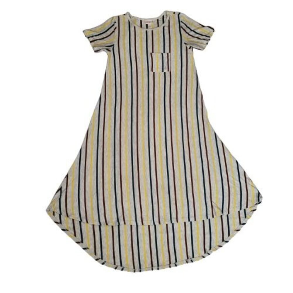 LulaRoe Women's Multicolor Vertical‎ Stripes High-Low Carly Swing Dress Size XXS - Picture 7 of 15